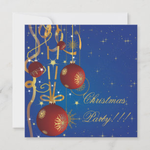 Navidades Bolas Y Cinta Invitación de fiesta azul