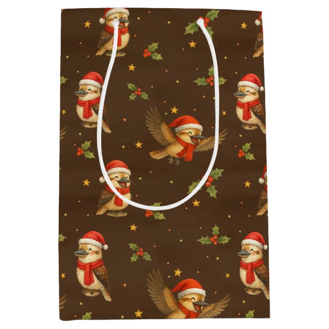 Navidades Bolsa de regalo de la acuarela Kookaburr (Anverso)