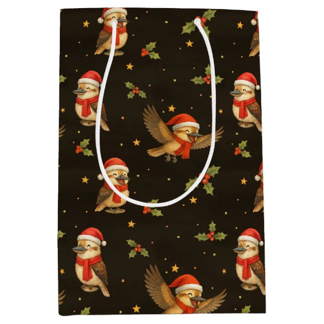 Navidades Bolsa de regalo de la acuarela Kookaburr (Anverso)