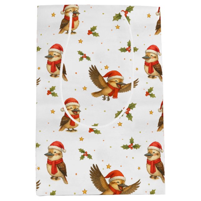 Navidades Bolsa de regalo de la acuarela Kookaburr (Anverso)