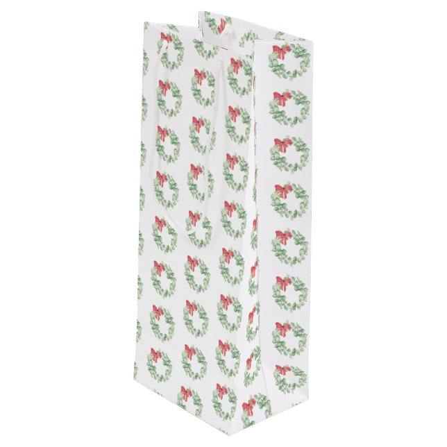 Navidades Bolsa de regalo de vino Wreath rojo y ve (Angulo reverso)