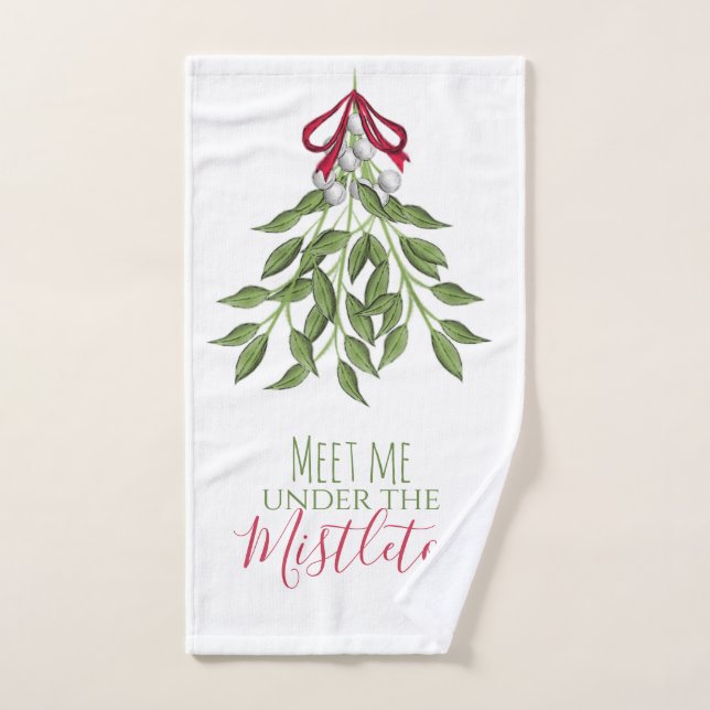 Navidades botánicos rojos y verdes (Toalla de mano)