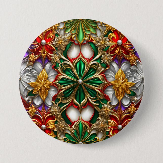 NAVIDADES ~ botón blanco de oro verde ~ (Anverso)