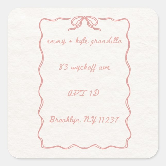 Navidades Bow Square Pegatinas (Anverso)