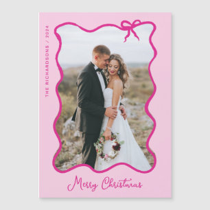 Navidades Bow Wavy Tarjeta magnética de marco foto