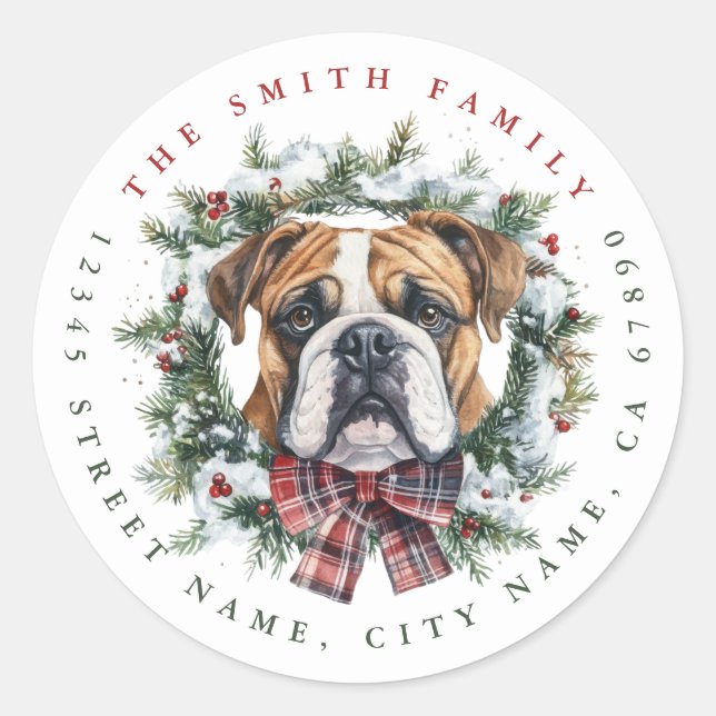 Navidades Boxer Dog Round Pegatinas (Anverso)
