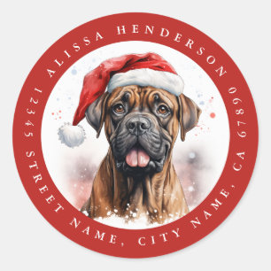 Navidades Boxer Dog Round Pegatinas