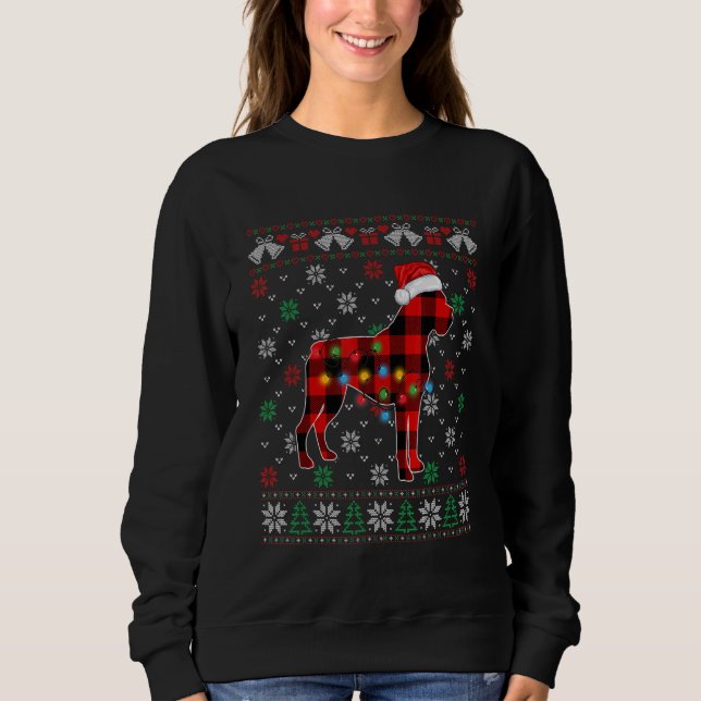 Navidades Boxer Dog Santa Hat Ugly Xmas Sweater (Anverso)