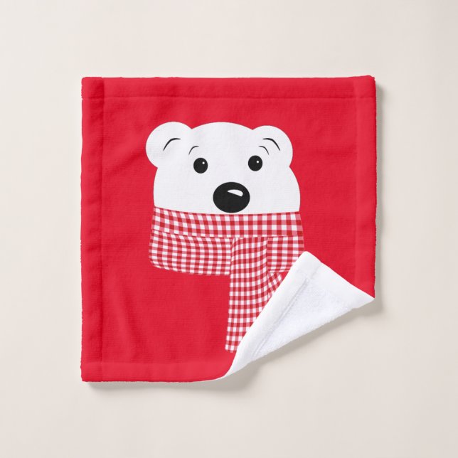 Navidades, bozal de oso, oso polar, rojo, blanco, (Toallita)