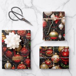 Navidades brillantes Baubles Trio Papel de envolve