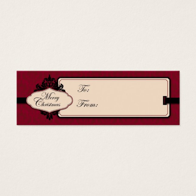 Navidades Brocade Red Gift Tag (Frente)