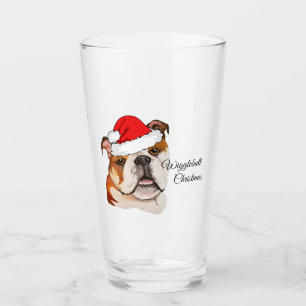 Navidades Bulldog de arte marrón inglés Wigglebutt