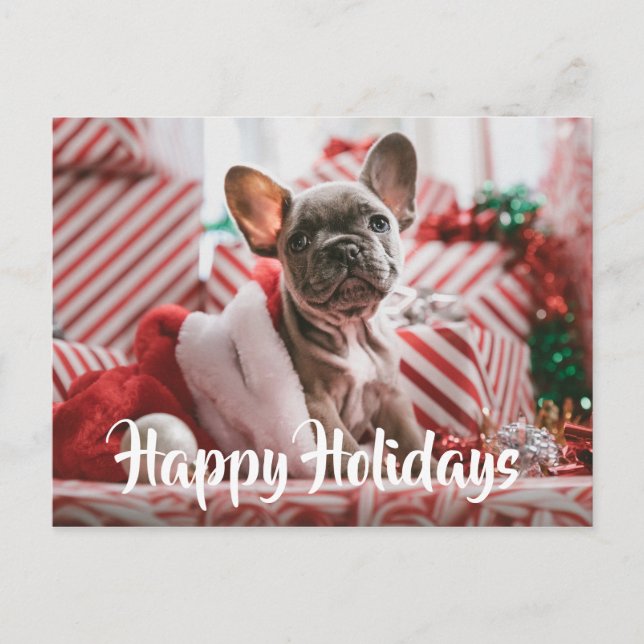 Navidades Bulldog francés entre regalos de Navidad (Anverso)