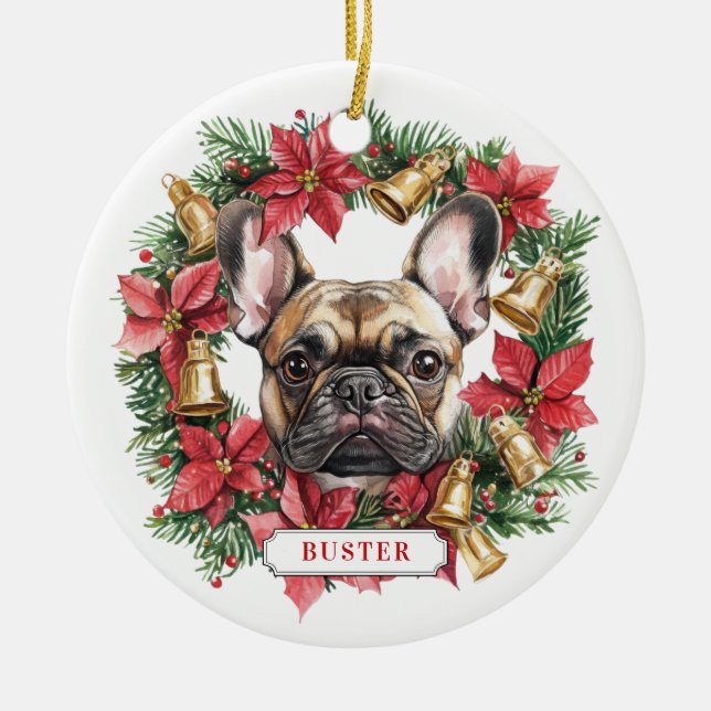 Navidades Bulldog francés Ornamento de Círculo de  (Frente)