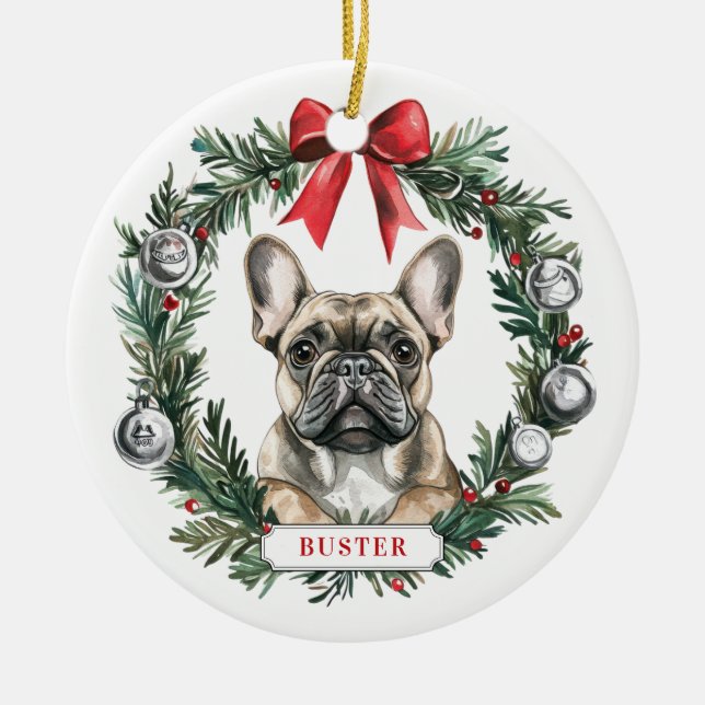 Navidades Bulldog francés Ornamento de Círculo de  (Frente)