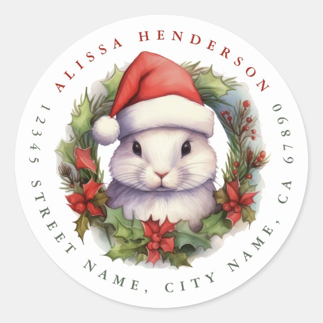 Navidades Bunny Round Pegatinas (Anverso)
