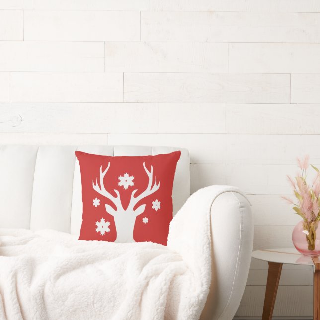 Navidades cabeza blanca de reno almohada de vacaci (Sofá)