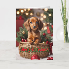 Navidades cachorro con tarjeta de vacaciones Doxie