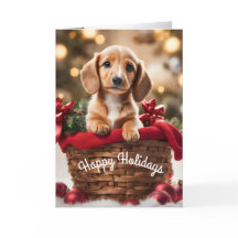 Navidades cachorro con tarjeta de vacaciones Doxie