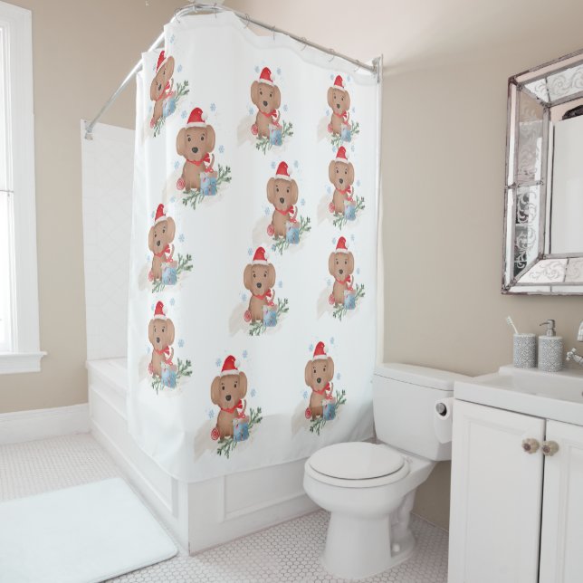 Navidades Cachorros Cortina de Ducha (In situ)