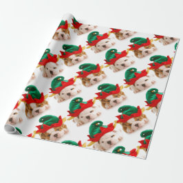 Navidades cachorros en gorras elfos Envolver papel