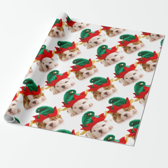 Navidades cachorros en gorras elfos Envolver papel (Desenrollado)