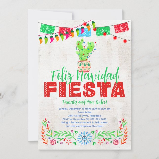 Navidades Cactus Feliz Navidad Party Invitación (Anverso)