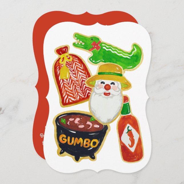 Navidades cajunes cocina invitaciones (Anverso / Reverso)