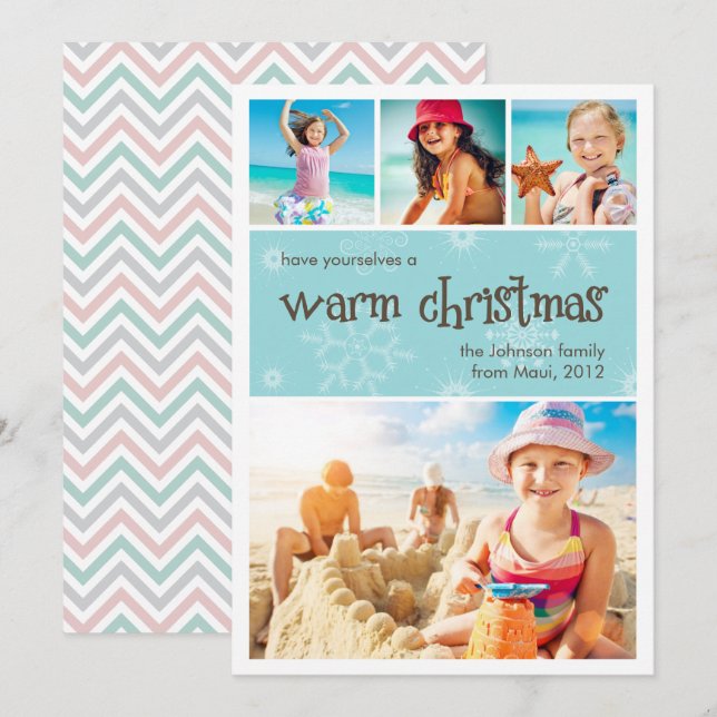 Navidades cálidos 4 Tarjeta de vacaciones fotográf (Anverso / Reverso)