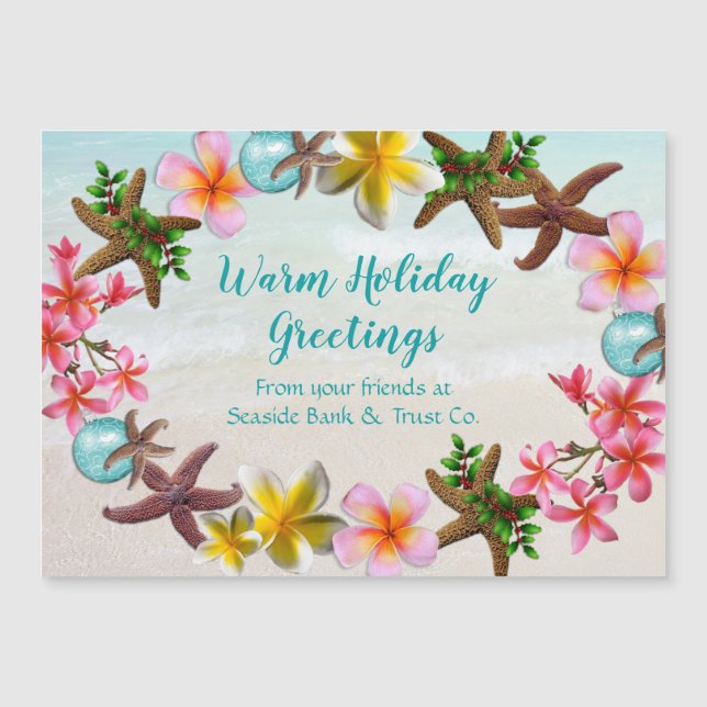 Navidades cálidos Plumeria Wreath Magnetic Card (Anverso)