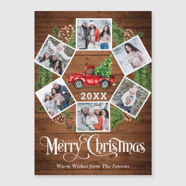 Navidades Camión 6 Fofa Festividad Tarjeta magnéti (Anverso)