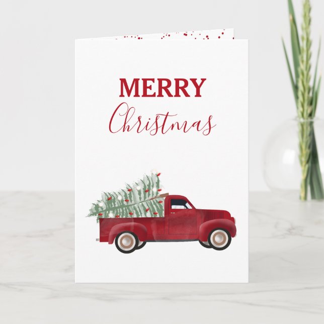 Navidades Camión de recogida Navidad Árbol acuarel (Anverso)