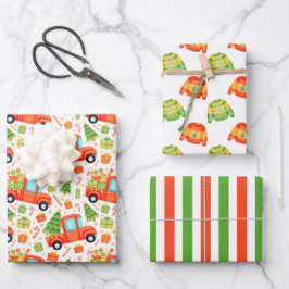 Navidades Camión y Dulce Envoltura de Papel de 3