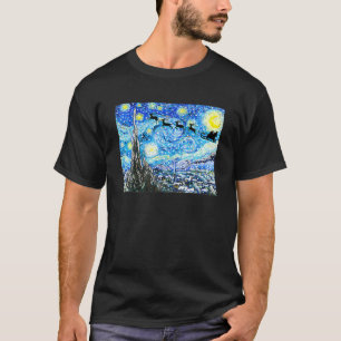 Navidades Camisa Noche Starry Santa Sleigh Van Gog