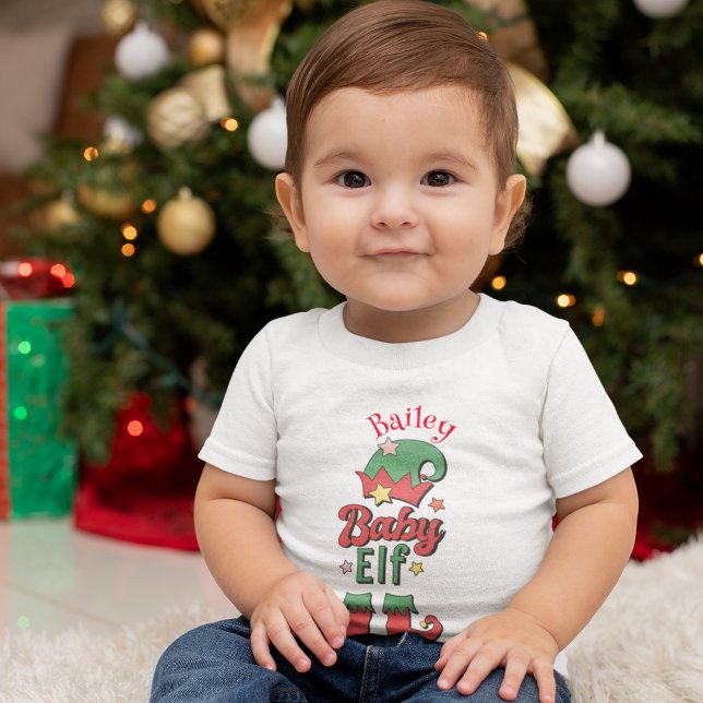 Navidades Camiseta de bebé personalizada por Baby  (christmas baby elf customized baby tshirt)