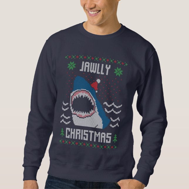 Navidades camiseta de suéter fea de tiburón (Anverso)