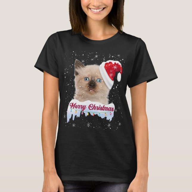 Navidades Camiseta Gatita - Camiseta Regalo Gato (Anverso)