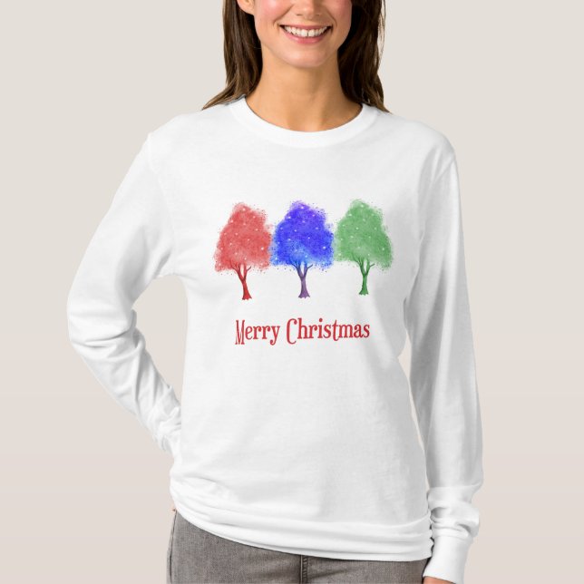 Navidades camisetas con árboles coloridos y espark (Anverso)