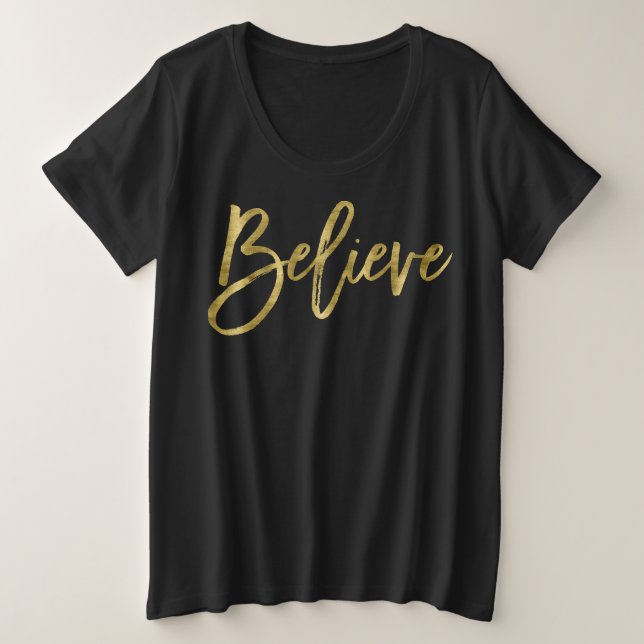 Navidades Camisetas Para Mujeres Más Tamaño Creen  (Anverso del diseño)