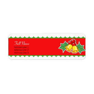 Navidades campanas y bayas frías roja etiqueta ver