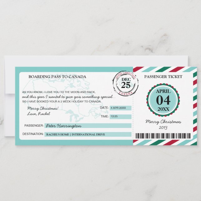 Navidades canadienses dan tarjeta de embarque (Anverso)