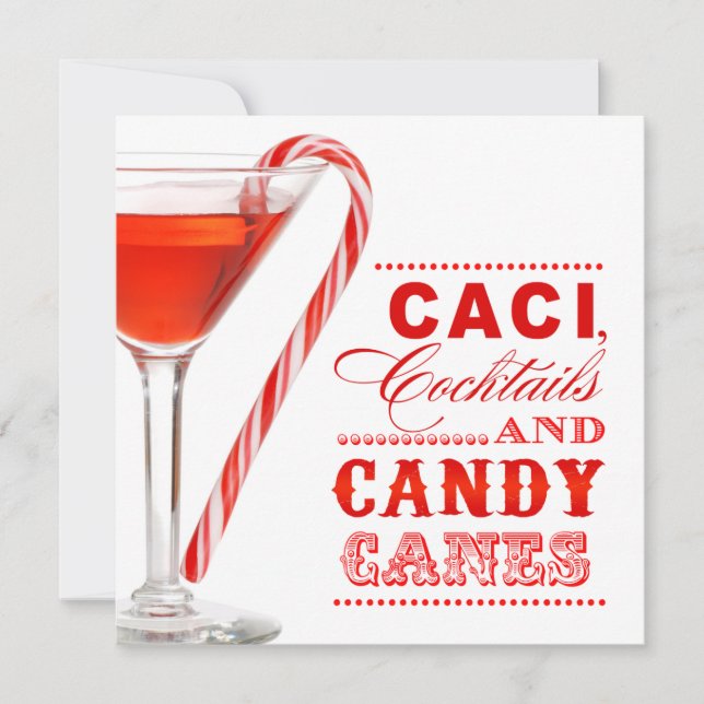 Navidades Candy Cane Cocktail Party Invitación (Anverso)