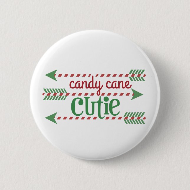 Navidades Candy Cane Cutie con botón de arte (Anverso)