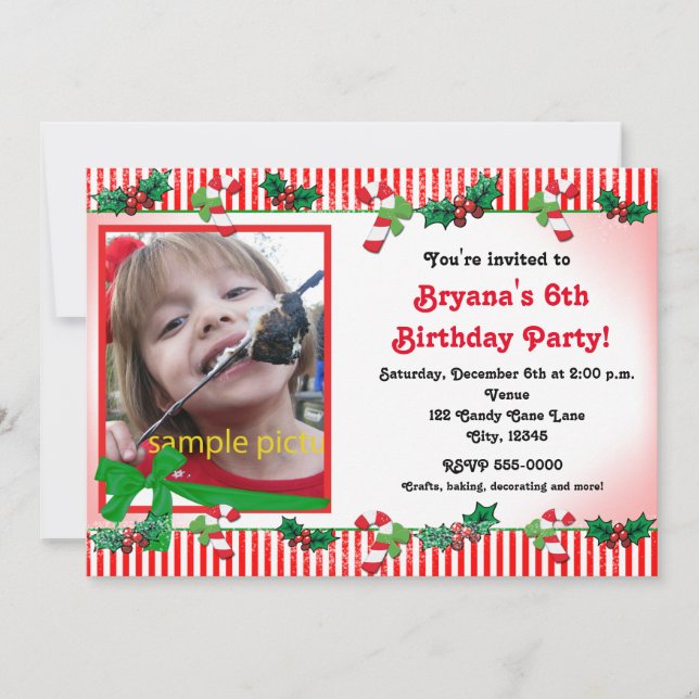 Navidades Candy Cane Personalizado Invitación a un (Anverso)