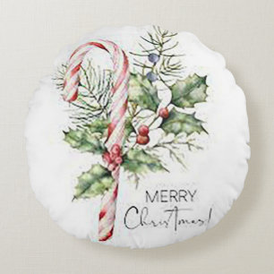 Navidades Candy Cane Round Cojín decorativo