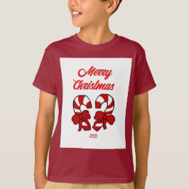 Navidades Candy Canes Boys Maroon Camiseta Básica