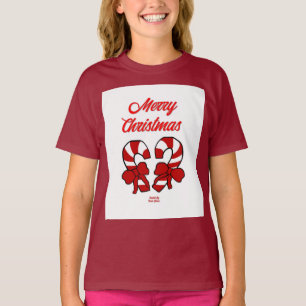 Navidades Candy Canes Chicas Maroon Camiseta Básic