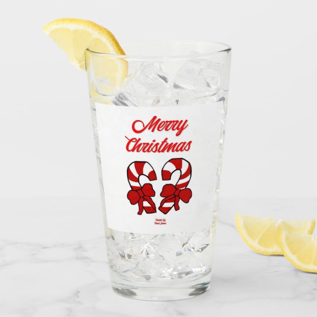 Navidades Candy Canes Vidrio Tumbler (Anverso (hielo))