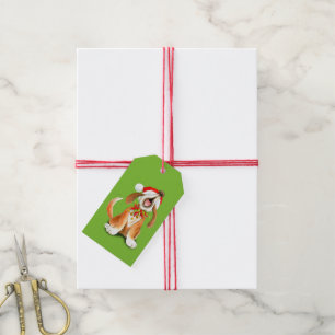 Navidades cantan canol perro etiqueta de regalo ve