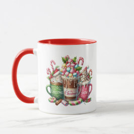 Navidades caprichosos de tazas de cacao caliente c